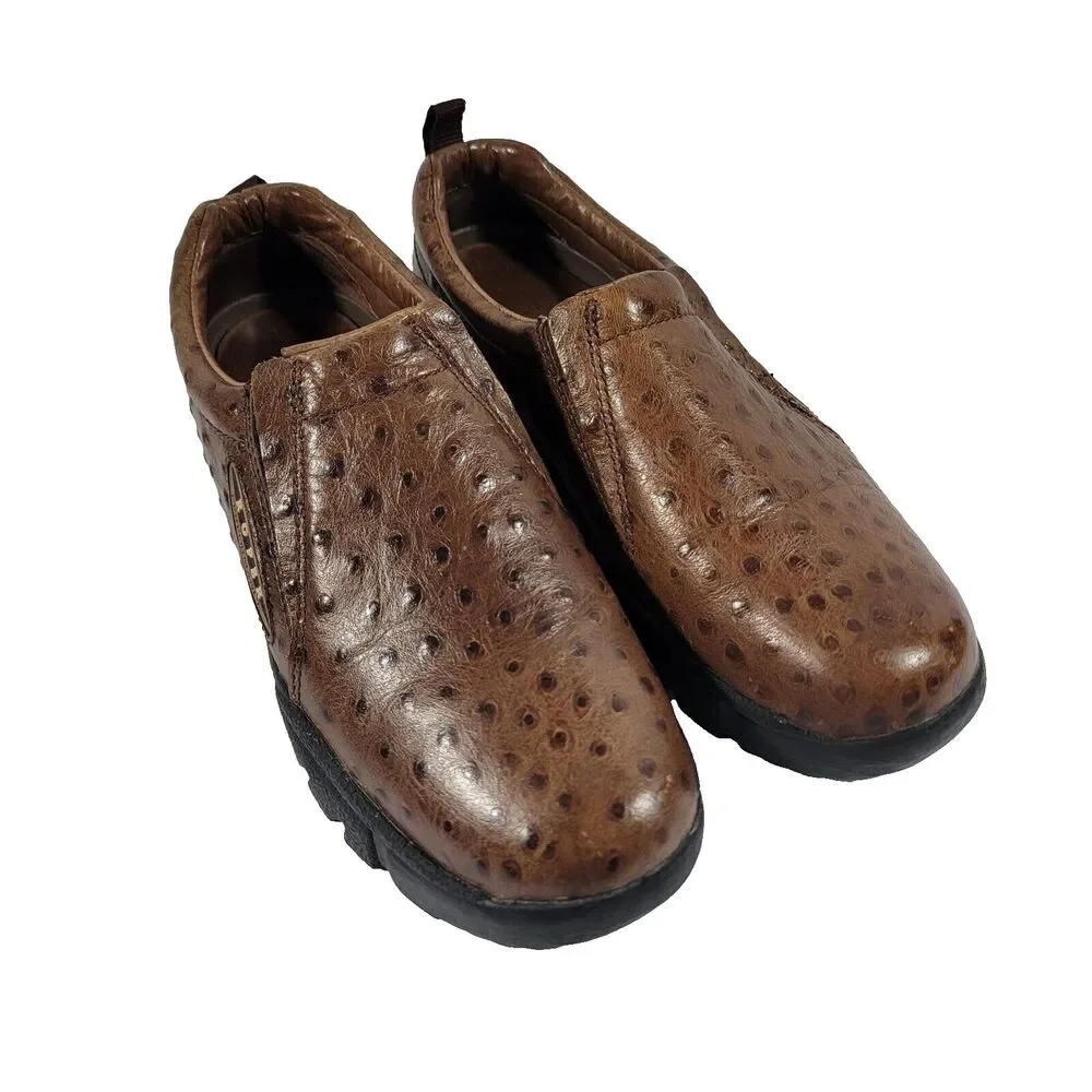 Roper Men's Size 8.5‎ Ostrich Print Leather Clog Slip On Shoes